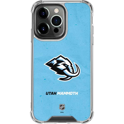 NHL Utah Mammoth Distressed Blue iPhone 15 Pro Clear Case
